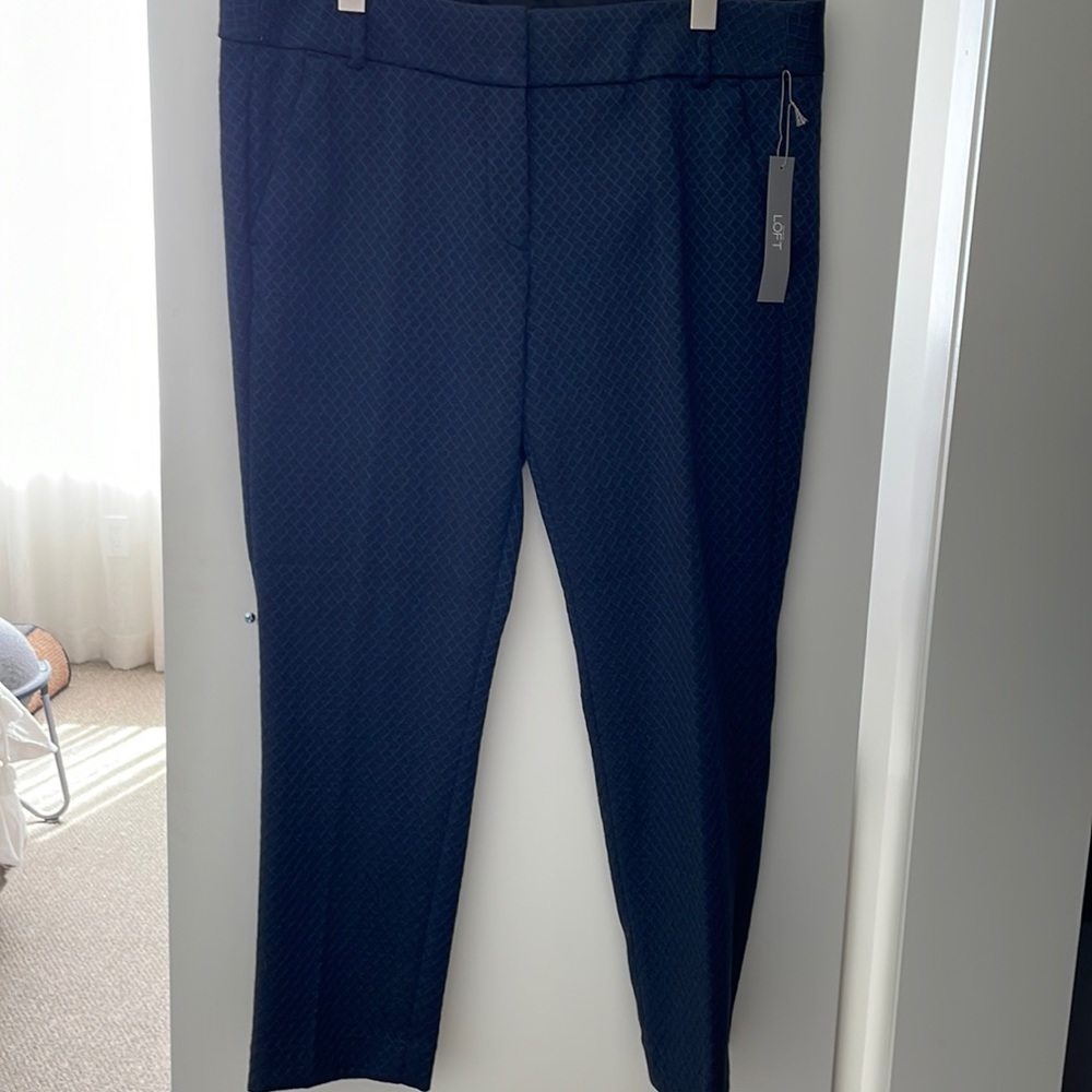 NWT. Loft black/navy jacquard trousers. Size 12